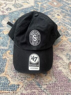 47 Black Baseball Cap with White Boston Garden Society Patch